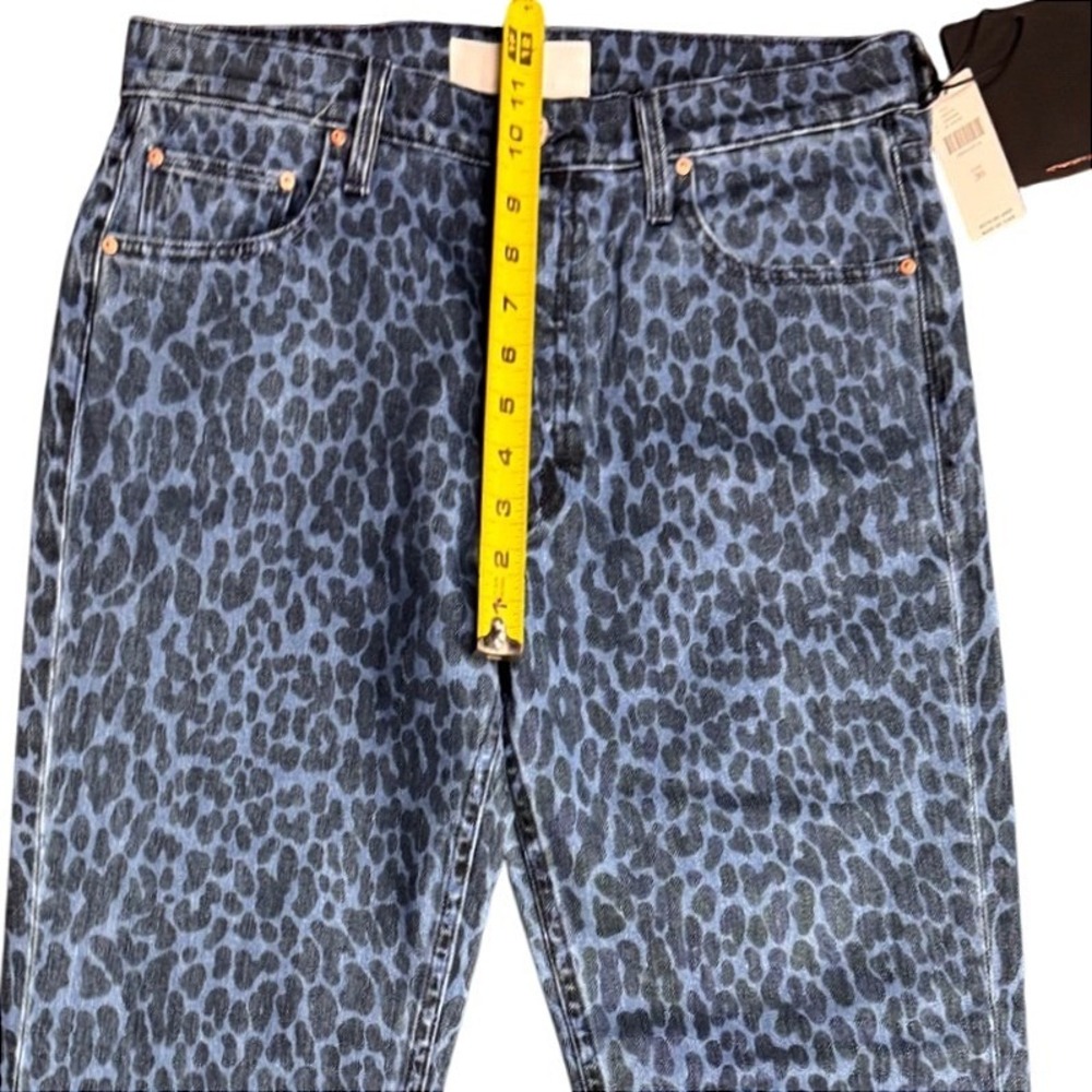 MOTHER Blue Leopard Print Straight Leg Jeans - Picture 7 of 16